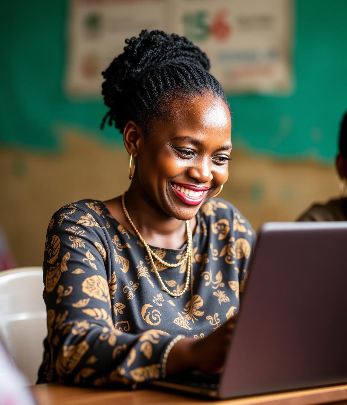 A woman entrepreneur learning digital skills